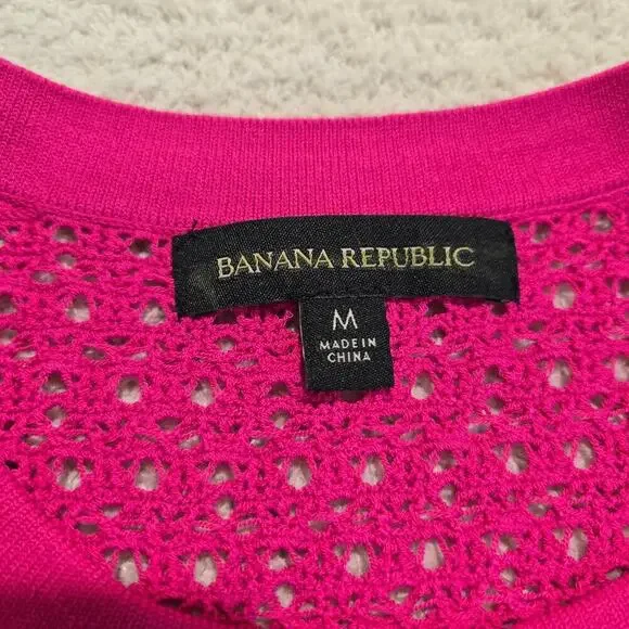 Banana Republic Fuschia Pink Open Knit Sweater Dress with Underslip Size M - Picture 4 of 12